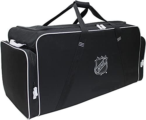 NHL Durable 40-Inch Black Carry Bag with 3 Pockets and Double Carry Handle Oversized Duffle Bag for Travel, Gym, and Sports