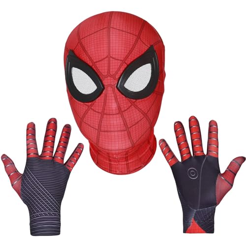 Halloween Christmas Superhero Mask and Gloves Gift, Cosplay Costumes Mask for Kids
