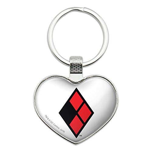GRAPHICS & MORE Harley Quinn Diamond Logo Keychain Heart Love Metal Key Chain Ring