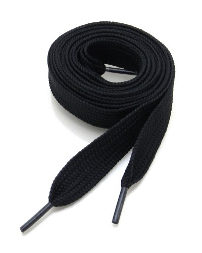 Thick Flat 3/4' Wide Shoelaces Solid Color for All Shoe Types (Black)