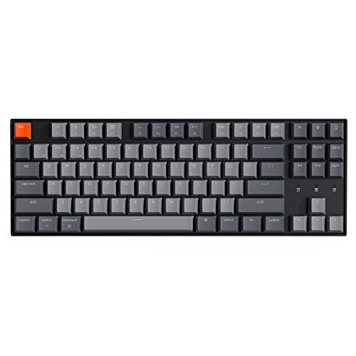 Keychron K8 Tenkeyless Wireless Mechanical Keyboard for Mac, White Backlight, Bluetooth, Multitasking, Type-C Wired Gaming Keyboard for Windows with Gateron G Pro Red Switch