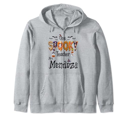 One Spooky Teacher Mrs Mendoza Teacher Outfit Halloween Cute Zip Hoodie