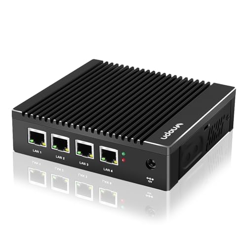 VNOPN Micro Firewall Appliance, 4 Intel 2.5GbE i225 LAN Ports, 8GB RAM DDR4 128GB mSATA SSD, Network Soft Router PC Windows 10, Fanless Mini Computer Intel J4125 Quad Core, Support AES NI