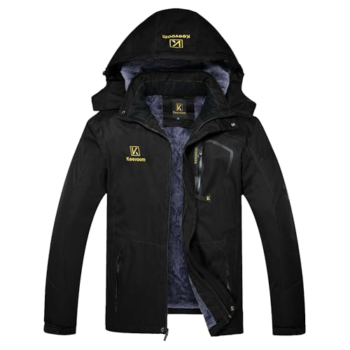 Keevoom Big and Tall Men's Waterproof Ski Jacket Winter Warm Snow Coat Windproof Mountain Raincoat Snowboarding Hooded Jackets for Mens