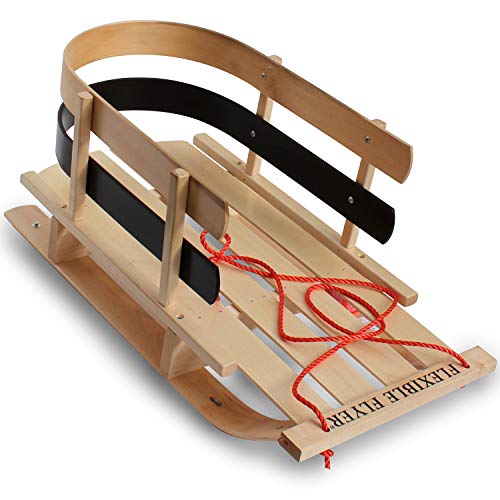Flexible Flyer BCL-40 Premium Baby Sleigh. Toddler Boggan. Wooden Pull Sled for Kids,Red , 29 x 14 x 11.5 inches