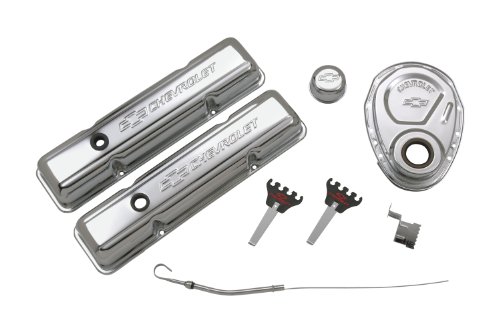 Proform 141-001 Chrome Engine Dress-Up Kit with Embossed Chevrolet/Bowtie Logo for Small Block Chevy