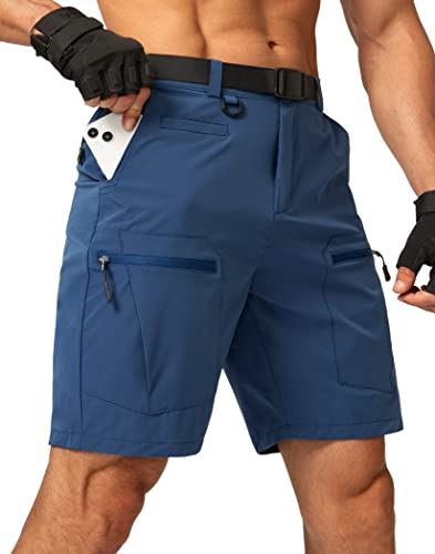 G Gradual Men's Hiking Cargo Shorts Stretch Quick Dry Outdoor Tactical Shorts for Men with Multi Pocket for Fishing Casual(Lyons Blue,L)