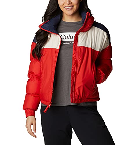 Columbia Women's Pike Lake Cropped Jacket, Bold Orange/Chalk/Nocturnal, Small