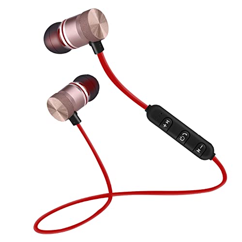 Sxhlseller BT4.1 Sports Earphone Headphone, Magnetic HiFi Stereo Bass Earphones for iOS for Android, HiFi Stereo Bass Wired Earbuds for Cellphone, Tablets (Gold)