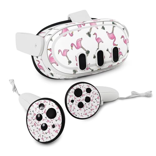 MightySkins Glossy Glitter Skin Compatible with Meta Quest 3 - Cool Flamingo | Protective, Durable High-Gloss Glitter Finish | Easy to Apply