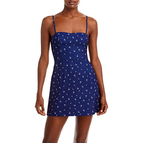 French Connection Womens Floral Print Above Knee Fit & Flare Dress Blue 6