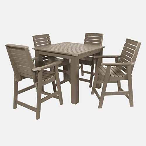 highwood AD-CNW44-WBR Weatherly 5 Piece Square Dining Set, Counter Height, Woodland Brown
