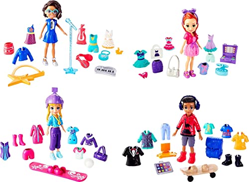 Polly Pocket Fashion Super Collection with 3-inch Polly, Lila, Shani & Nicolas Wells Dolls Plus 40+ Themed Character & Fashions; For Ages 4 and Up