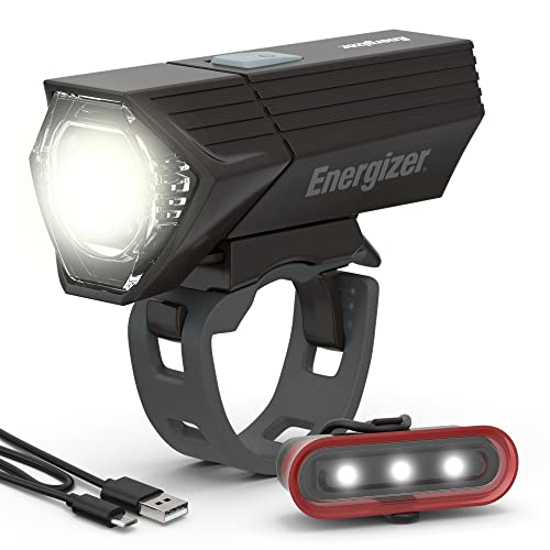 Energizer X400 Rechargeable Bike Light, IPX4 Water Resistant, Compact and Lightweight Design, Front Clip Light and Rear LED Light for Visibility Black