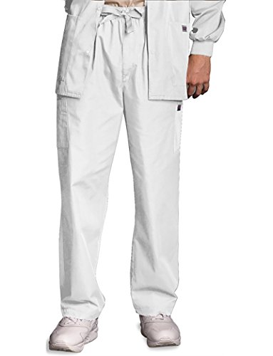Medical Cargo Pants for Men Workwear Originals, Zipper Fly Scrubs for Men 4000, S, White