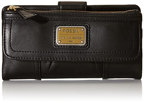 Fossil Women's Emory Leather Wallet Clutch Organizer, Black (Model: SL7984001)