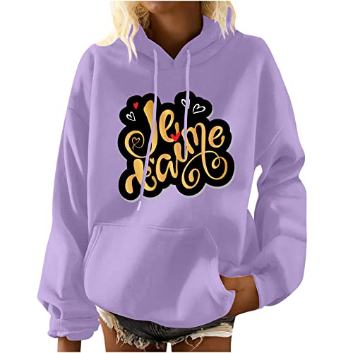 Hoodies for Women Valentine's Day Hooded Sweatshirt Large Size Print Fashion O Neck Drawstring Pullover Tops Womens Hoodie Zip Up Jacket Plus Size Women Hoodies Women Size Large Hoodies