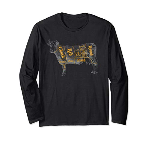 Beef Steak Cow Butcher Cut Chart Long Sleeve T Shirt