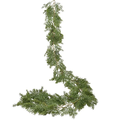 DearHouse 6.01Ft Christmas Garland Pine Cypress Artificial Greenery Garland,Artificail Pine Christmas Garland for Holiday Season Mantel Fireplace Table Runner Centerpiece Décor