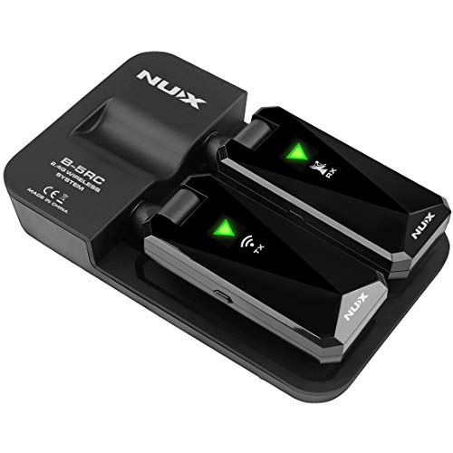 NUX B-5RC Wireless Guitar System for Most of Types of Guitar with Active or Passive Pickup, Charging Case Included,Auto Match,Mute Function,Guitar Wireless Transmitter and Receiver, 2.4GHz (Black)