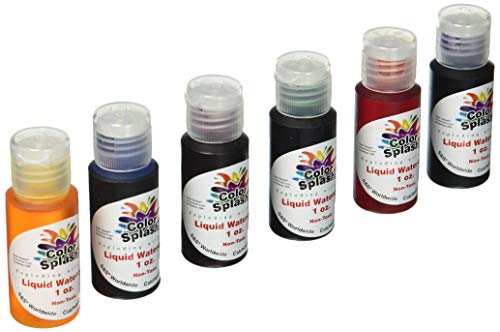 S&S Worldwide Color Splash! Liquid Watercolor Paint, 6 Vivid Colors, 1-oz Drip-Dispense Bottles, For All Watercolor Painting, Use to Tint Slime, Clay, Glue, Shaving Cream, Non-Toxic. Pack of 6.