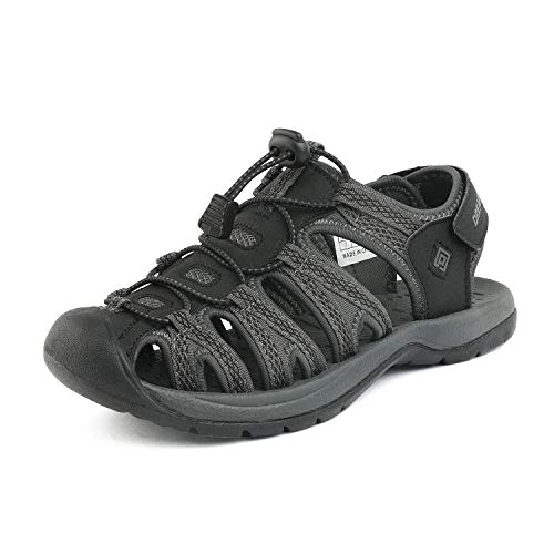 DREAM PAIRS Womens 160912-W-New Adventurous Summer Outdoor Sandal New-black Dark Grey - 5.5