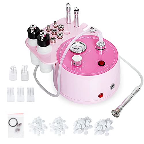 AIMENGXI Diamond Microdermabrasion Machine Professional Plus, AIMENGXI 3 in 1 Pink Diamond Dermabrasion Facial Beauty Equipment Skin Care for Vacuum Blackhead Removal & Spray[Suction Power: 0-70 cmHg]