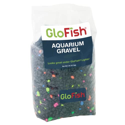 GloFish Aquarium Gravel, Fish Tank Gravel, Black With Fluorescent Accents, Compliments GloFish Tanks, 5 lb Bag