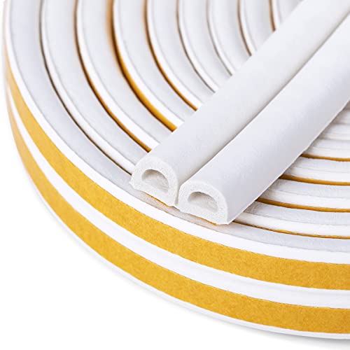 Keeping Fun Indoor Weather Stripping,Self Adhesive Foam Window Seal Strip for Doors and Windows Soundproofing Weatherstrip Gap Blocker,7/20-Inch x 6/25-Inch x 8-Feet,White (2 Seals)