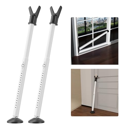 Door Stoppers Security Bar 2 Pack - Heavy Duty Door Jammer - Adjustable Sliding Door Lock Bar - Door Barricade Security Bars for Window, Front Door, Patio Door, Apartment, Home, Hotel Room