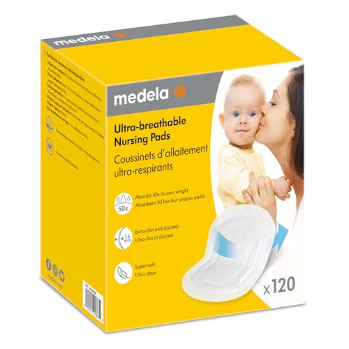 Medela Ultra-Breathable Nursing Pad | 120 Count, Highly Absorbent, Breathable and Discreet for Comfortable Wear