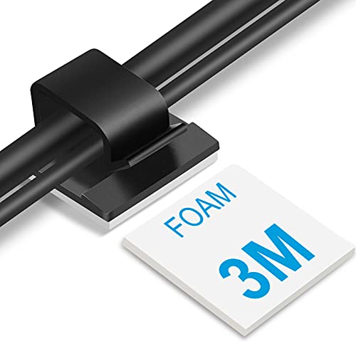 Large Adhesive Cable Clips (45 PCS, Black), Upgraded Wire Clips For Electric Wires, Cord Clips Adhesive Wire Holders For Cable Management Under Desk, Car, Wall, Extension Cord, Ethernet Cable, TV-Coax