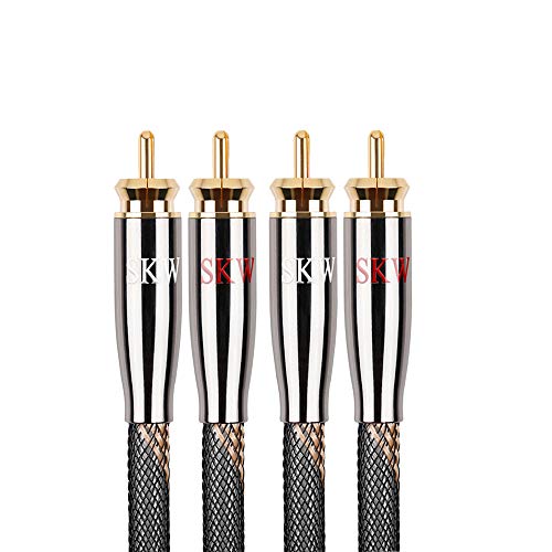 SKW Audiophiles RCA Cable 2RCA Male to 2RCA Male HiFi System Interconnect Cable with Diameter 7mm(4.9ft/1.5M,Black,Nylon)