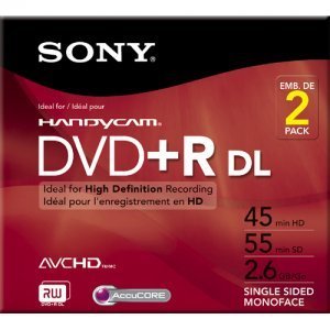 Sony 2DPR55DLR1H 8cm Double Sided DVD+R for Camcorders (Discontinued by Manufacturer)