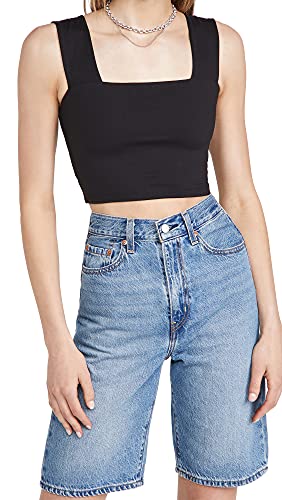 Susana Monaco Women's Wide Strap Crop Top, Black, S