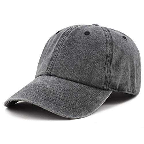The Hat Depot 100% Cotton Pigment Dyed Low Profile Dad Hat Six Panel Cap (1. Black)