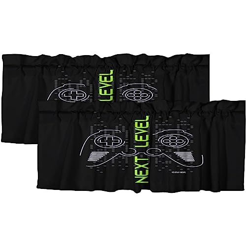 Abstract Boys Gamepad Rod Pocket Valance Curtains,Modern Digital Geometric Video Game Game Gamepad Window Treatments Valances for Kitchen Living Bathroom 54x18inch（2Pcs）
