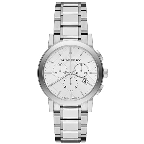 BURBERRY BU9750 Women's Silver Stainless Steel Strap Watch, Silver/Wite, Bracelet
