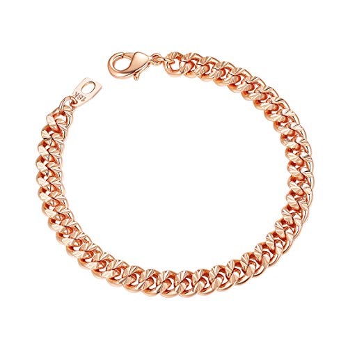 Rose Gold Chain Bracelet for Man Jewelry Also for Women 7mm 21CM Fashion Jewelry Birthday