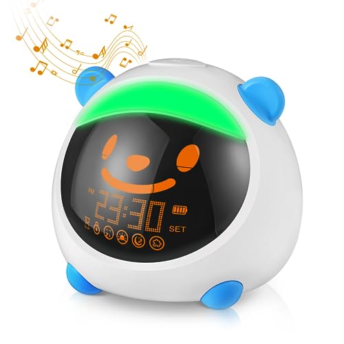 Ideashop Ok to Wake Clock for Kids Toddler, Children's Alarm Clock with Night Light for Bedroom, Digital Countdown Sleep Training Clock Sound Machine, Cute Cat Clock for Kids Girls Boys