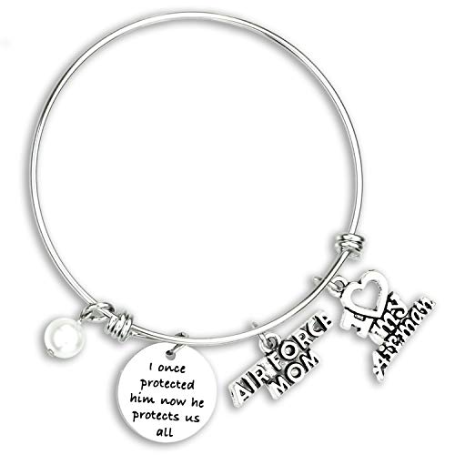 Kivosliviz Military Mom Bracelet I Once Protected Him Now He Protects Us All Mom Gifts for Air Force Mom