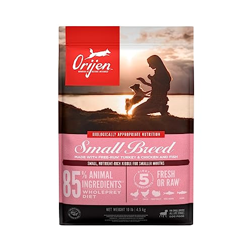 ORIJEN Small Breed Dry Dog Food, Grain Free Dry Dog Food for Small Breeds, Fresh or Raw Ingredients, 10lb (Package may vary)