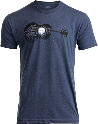 Acoustic Guitar Moonrise | Guitarist Musician Music Player for Man Woman T-Shirt-(Adult,M) Vintage Navy