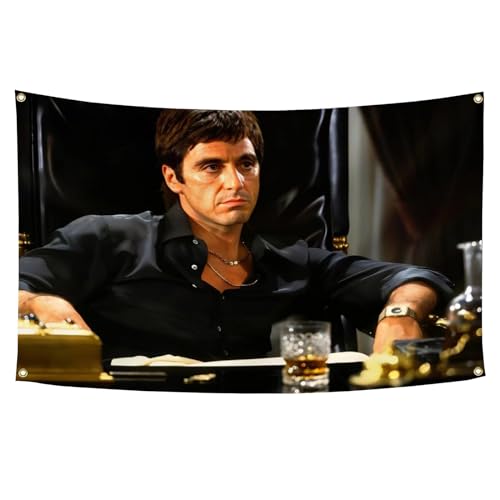 Scarface Movie Poster Flag 3x5Ft Motivational Vintage Band Thriller Love Scifi Movie Tapestry Every Dog Has Its Day Banner Tony Montana for College Dorm Room Decoration
