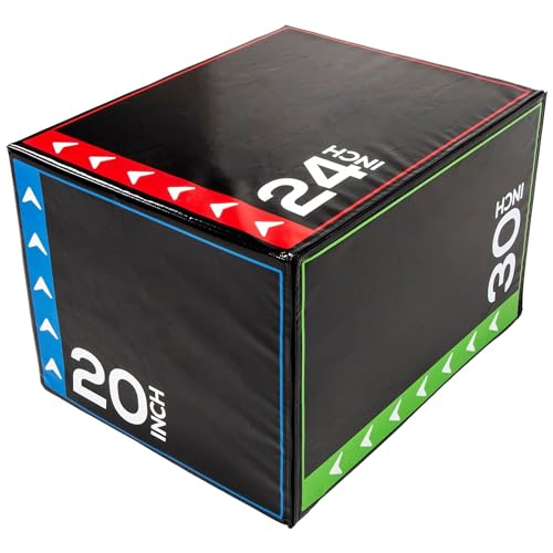 BalanceFrom 3 in 1 20 Inch 24 Inch 30 Inch Foam Plyometric Box Jumping Exercise Jumping Trainer, Multi-Color, 16-Pound