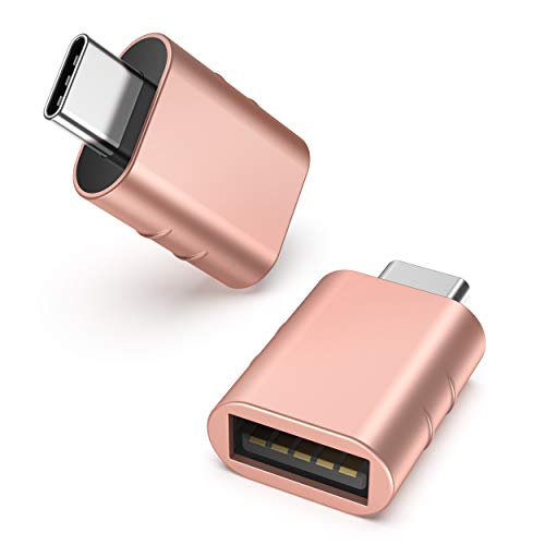 Syntech [2 Pack USB Male to USB3 Female Adapter Compatible with iPhone 15 Pro Max iMac iPad Mini/Pro 2023 Pro MacBook Air 2020 and Other Type C Devices, Rose Gold
