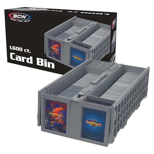 BCW Collectible Card Bin - Holds up to 1600 Cards - Gray | Large Card Storage Box for Loose Trading Cards | Pokemon, MTG, and Sports Card Storage Boxes | Sorting Card Box (Gray)