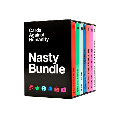 Cards Against Humanity: Nasty Bundle • 6 Nasty Themed Packs + 10 All-New Cards, Black, White, Black, White