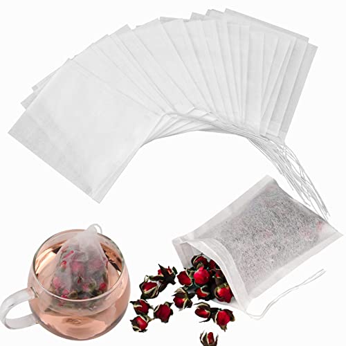 NEPAK 100Pcs Tea Bags for Loose Leaf Tea,3.15 x 3.94 inches Empty Tea Bags,Disposable Fillable Teabags,Tea Filter Bags for Loose Tea