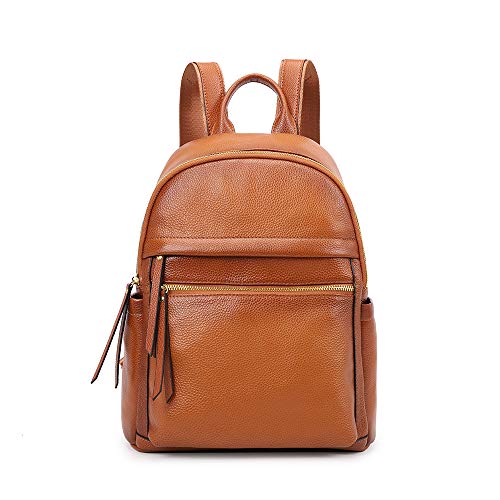 Kattee Genuine Leather Backpack Purse for Women Multi-functional Elegant Daypack Soft Leather Shoulder Bag Office, Shopping, Trip - Brown